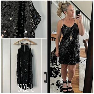 Express black sequin party dress size Large
